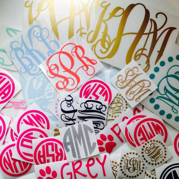 LARGE Monogram Decal | Many Sizes & Colors! | 6- 12 inches | Laptop Decal, Macbook Decal, Monogrammed Sticker, Car Decal