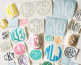 Vinyl Monogram Decal Sticker FREE SHIPPING! | Many sizes, colors, and styles! Car Monogram Yeti Decal Cell Phone Monogram Laptop Monogram