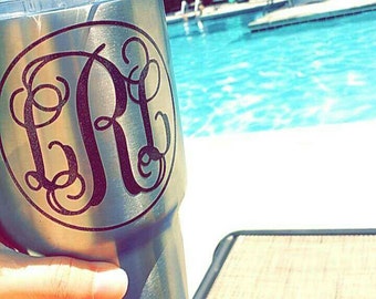 Yeti Monogram - 30  & 20 oz. Glitter and Regular Colors! Many Style choices and fonts!