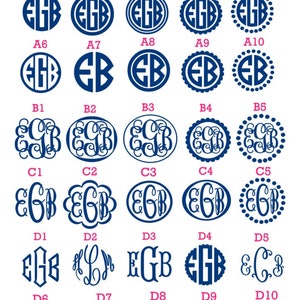 Monogram Sticker Decal many styles, colors, and uses image 2