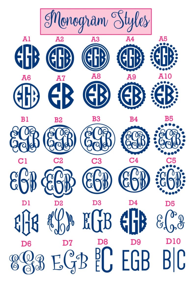 Monogram Sticker Decal many styles, colors, and uses image 2