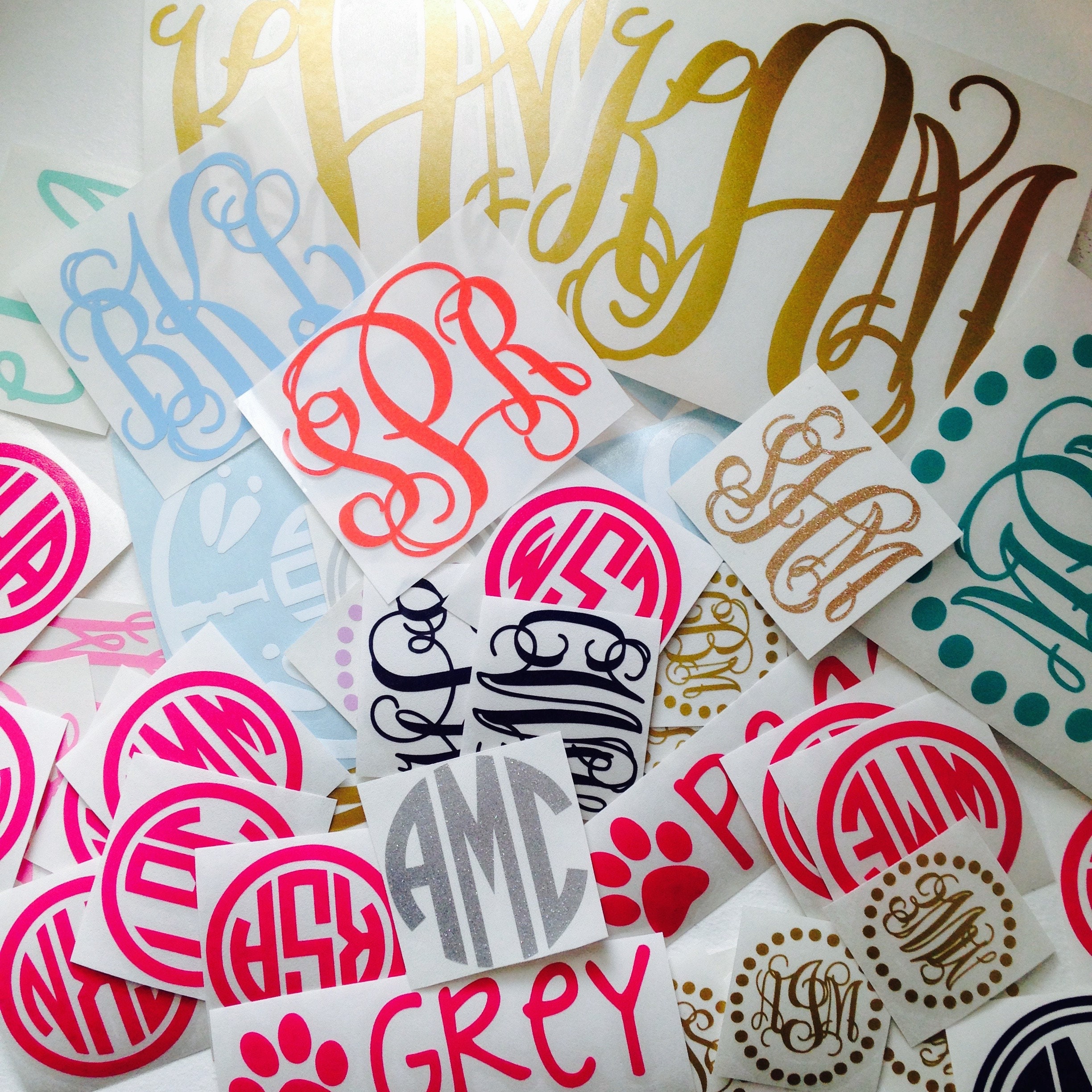 LARGE Monogram Decal Many Sizes & Colors 6 12 Inches 
