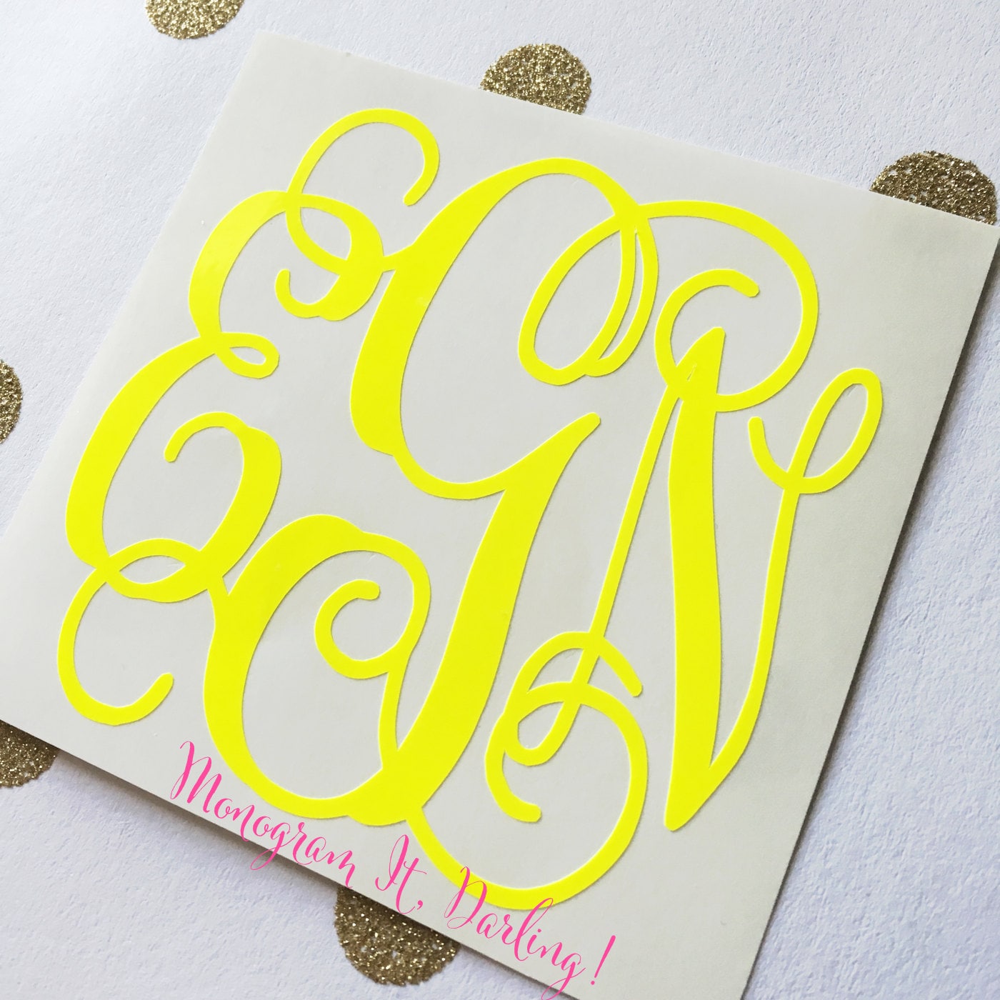 Vinyl Fluorescent Monogram Decal Sticker FREE SHIPPING! | Many sizes,…