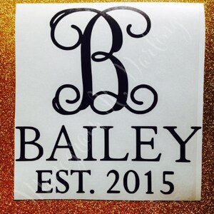 Last Name Decal Sticker with Monogram