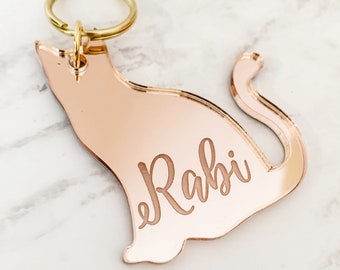 Personalized Cat Kitty Kitten Keychain - many styles available! Rose gold, gold or clear colors! Cute cat kitten gift new cat gift