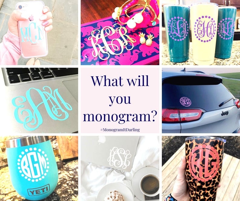 Monogram Sticker Decal many styles, colors, and uses image 7