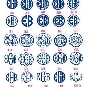 Vinyl Monogram Decal: Car, Laptop, Tumbler, Pouch Sticker; Regular, Glitter, Opal, Fluorescent vinyl - Permanent and Waterproof image 2