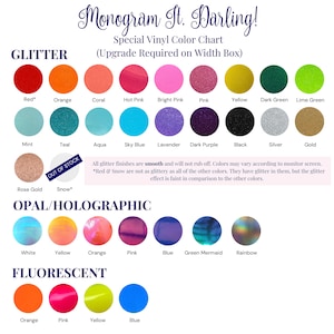 Vinyl Monogram Decal: Car, Laptop, Tumbler, Pouch Sticker; Regular, Glitter, Opal, Fluorescent vinyl - Permanent and Waterproof image 4