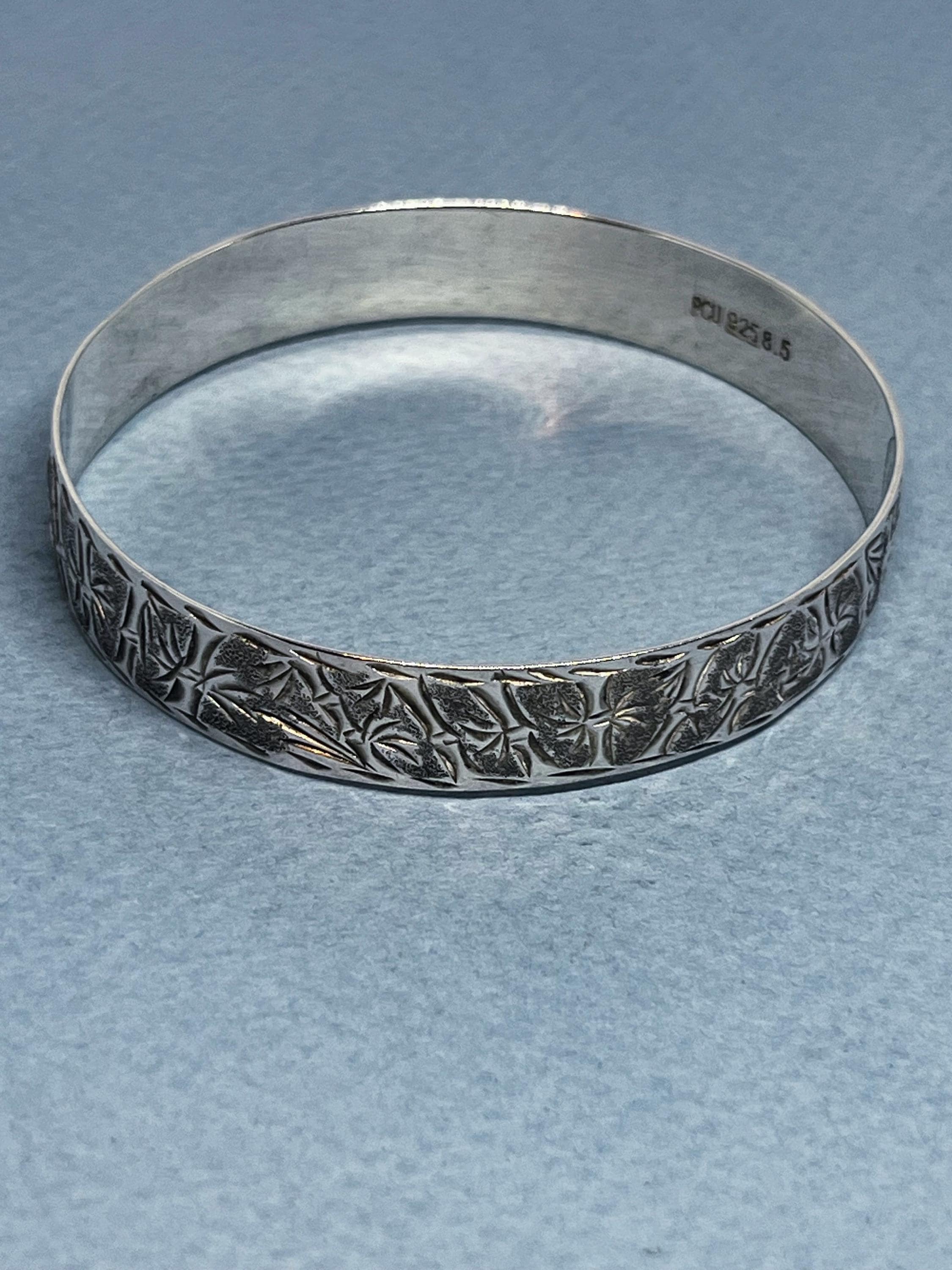 Vintage Bamboo Silver Bangle - Etsy