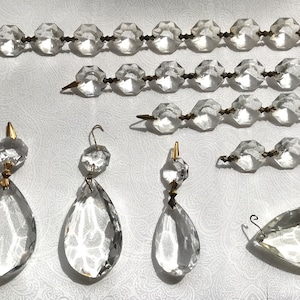 Vintage Glass Chandelier Glass prisms & glass lamp jewels-jewelry art craft