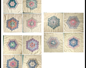 Oma's tuin! Vintage quiltvierkant van ongebleekte mousseline - grootmoeders bloementuin - ongeveer 16 x 16 inch