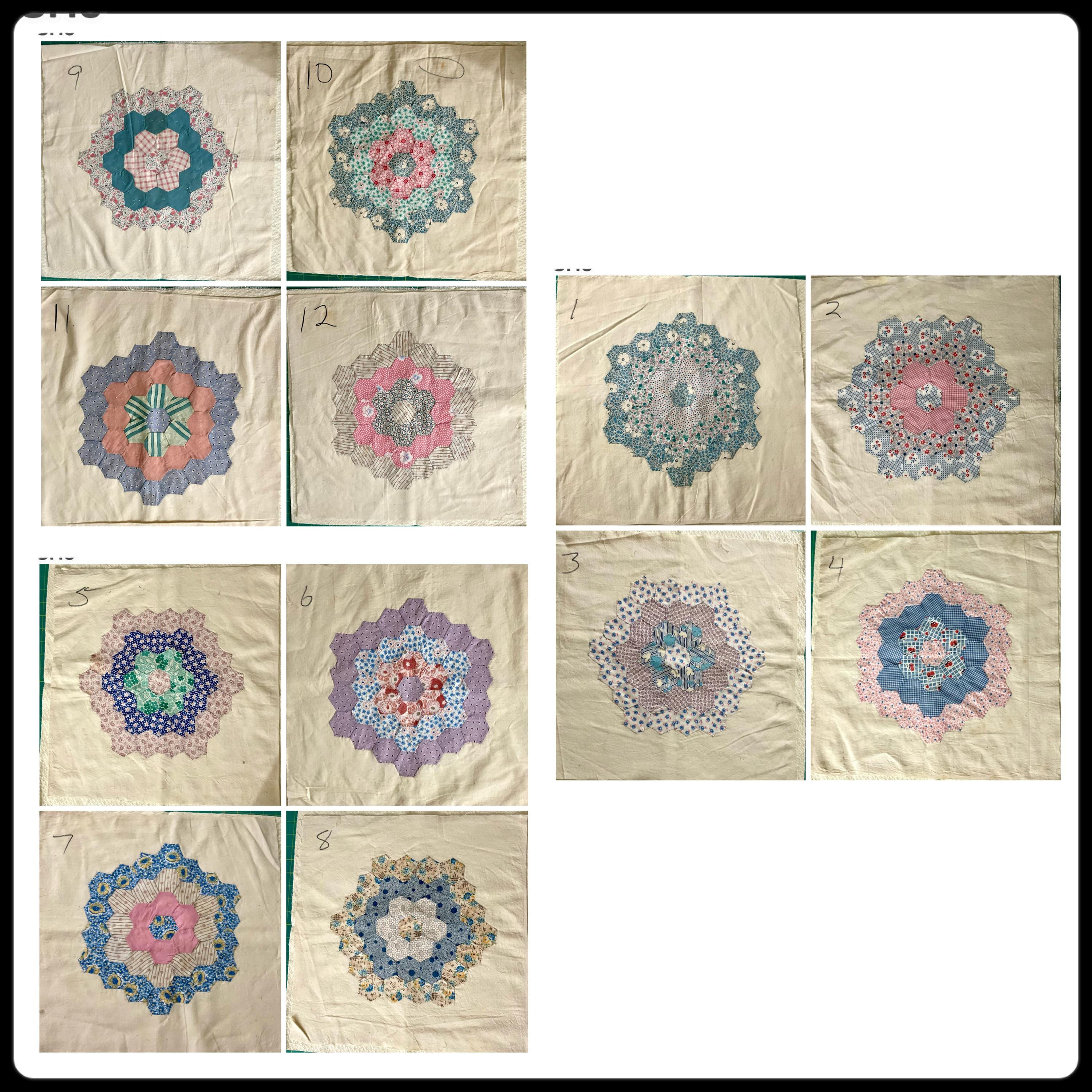 Antique quilt grandmothers flower garden - Etsy 日本