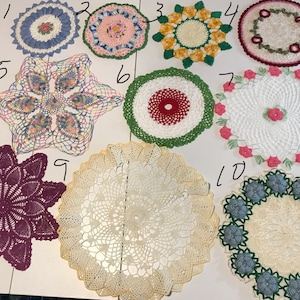 Come One come All! Vintage Doilies 10 designs and Sizes-Sold Seperately