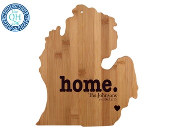 Personalized Michigan State Shaped Cutting Board by Left Coast Original