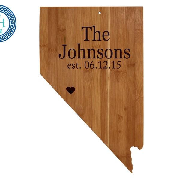 Nevada State Shaped Cutting Board Personalized Wedding Moving New Home House Housewarming Host Hostess Closing Unique Gift