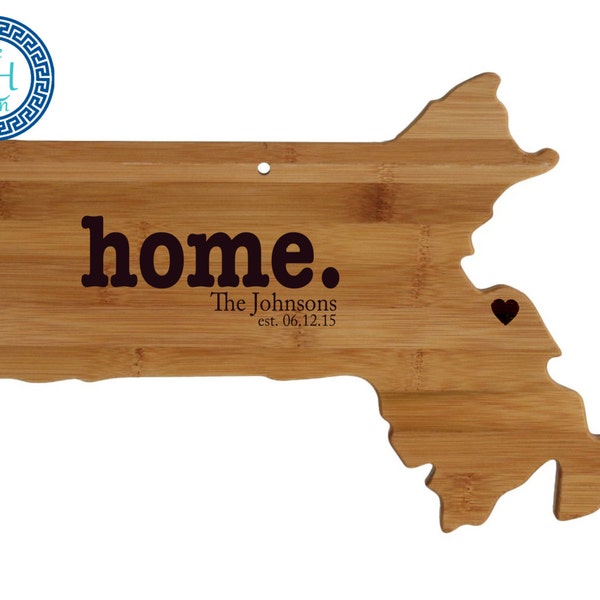 Massachusetts Personalized Cutting Board | Home | Custom Housewarming or Unique Wedding Gift