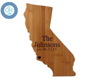 California State Shaped Cutting Board Personalized Wedding Housewarming New Home Moving Hostess Closing Gift