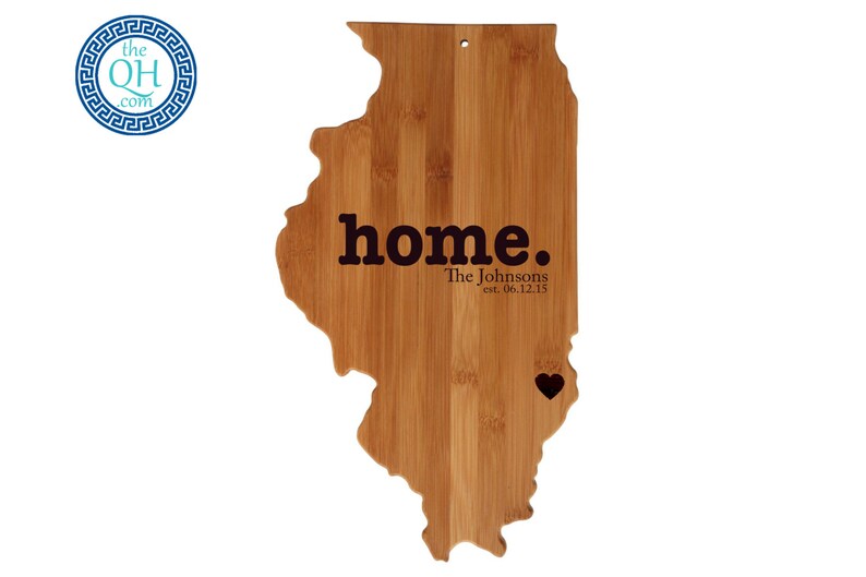 Illinois State Shaped Cutting Board Personalized Wedding Moving New Home House Housewarming Host Hostess Gift Graduation University image 2