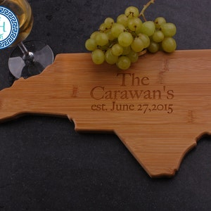 North Carolina State Shaped Cutting Board Personalized Wedding Moving New Home House Housewarming Closing Unique Gift