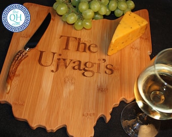 Ohio State Shaped Cutting Board Personalized Wedding Housewarming New Home Moving Hostess Host Closing Unique Gift