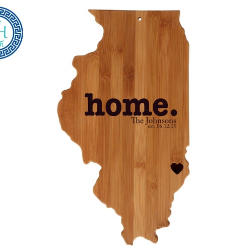 Illinois Personalized Cutting Board Home Custom Etsy