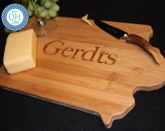 Iowa State Shaped Cutting Board Personalized Wedding Housewarming New Home Moving Hostess Host Closing Unique Gift