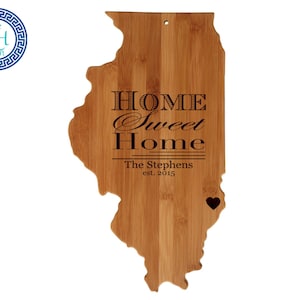 Illinois State Shaped Cutting Board Personalized Wedding Moving New Home House Housewarming Host Hostess Gift Graduation University image 3