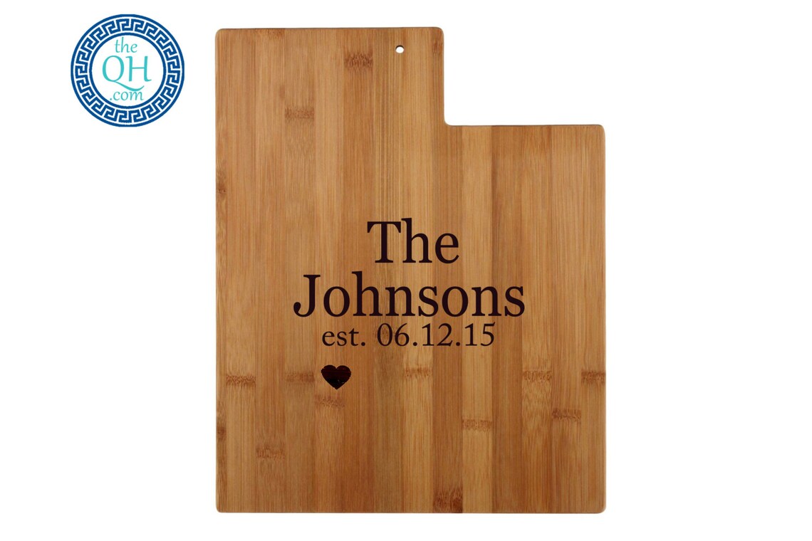 Utah State Shaped Cutting Board Personalized Wedding Moving Etsy