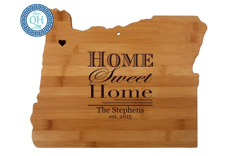 Oregon State Shaped Cutting Board Personalized Wedding Moving Etsy