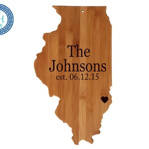 Illinois State Shaped Cutting Board Personalized Wedding Moving New Home House Housewarming Host Hostess Gift Graduation University image 1