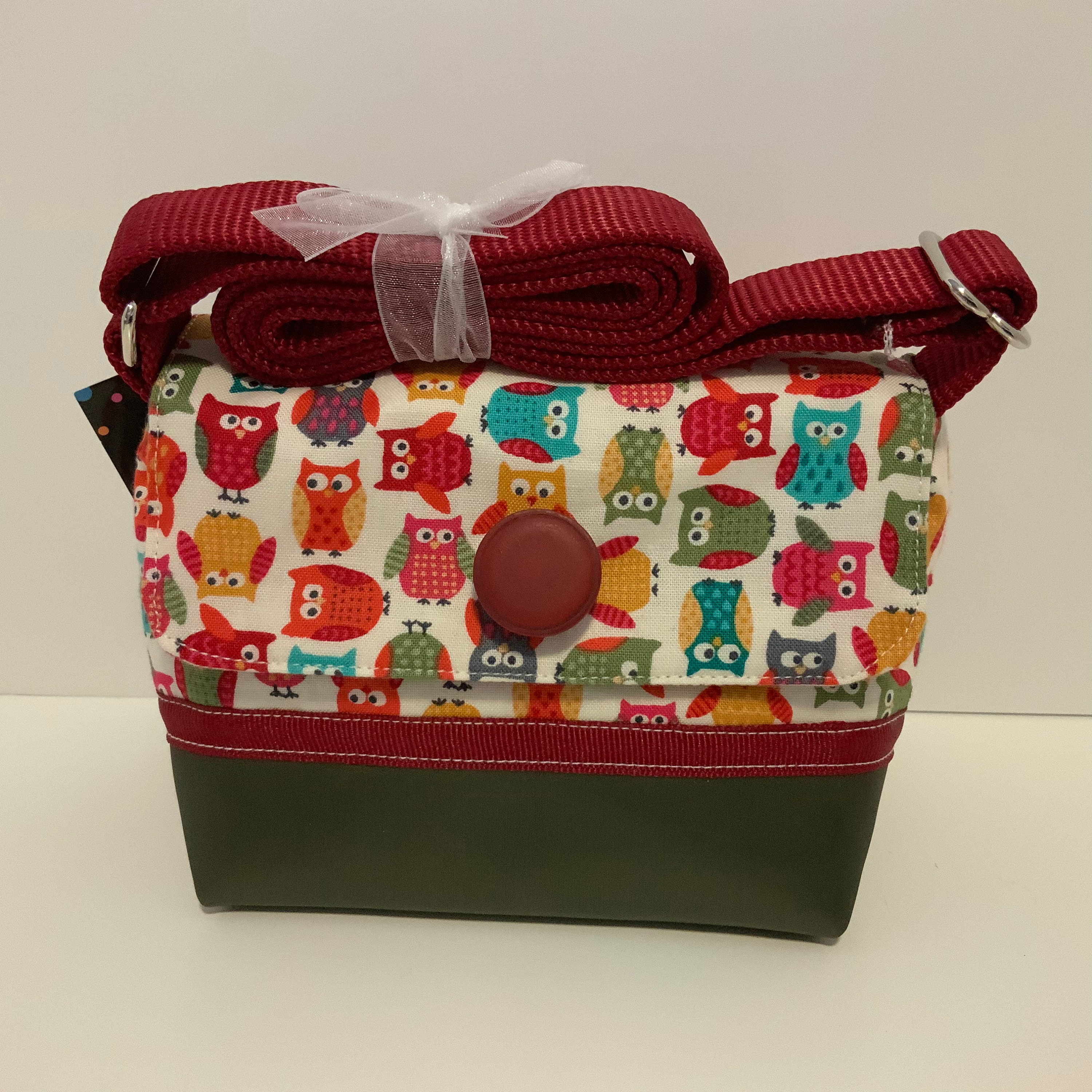 C377 Wee Bag owl print tiny shoulder purse with adjustable Etsy