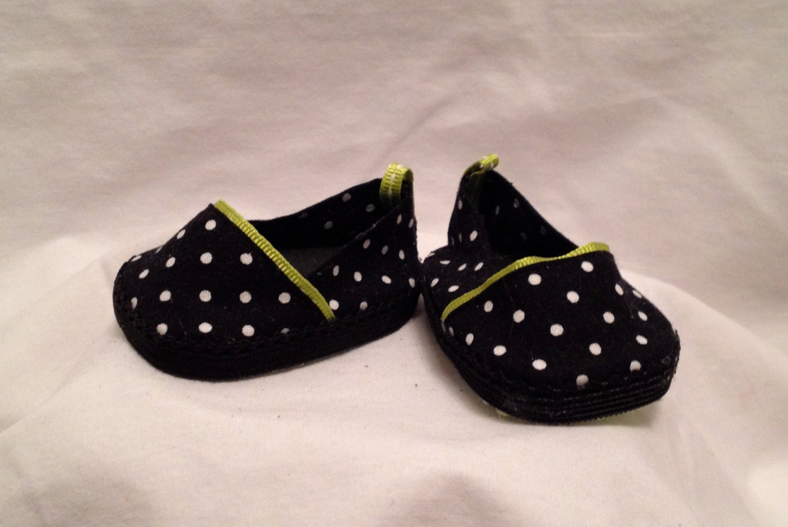 DF2 18 Inch Doll Slipper Black With White Polka Dot Slip Etsy