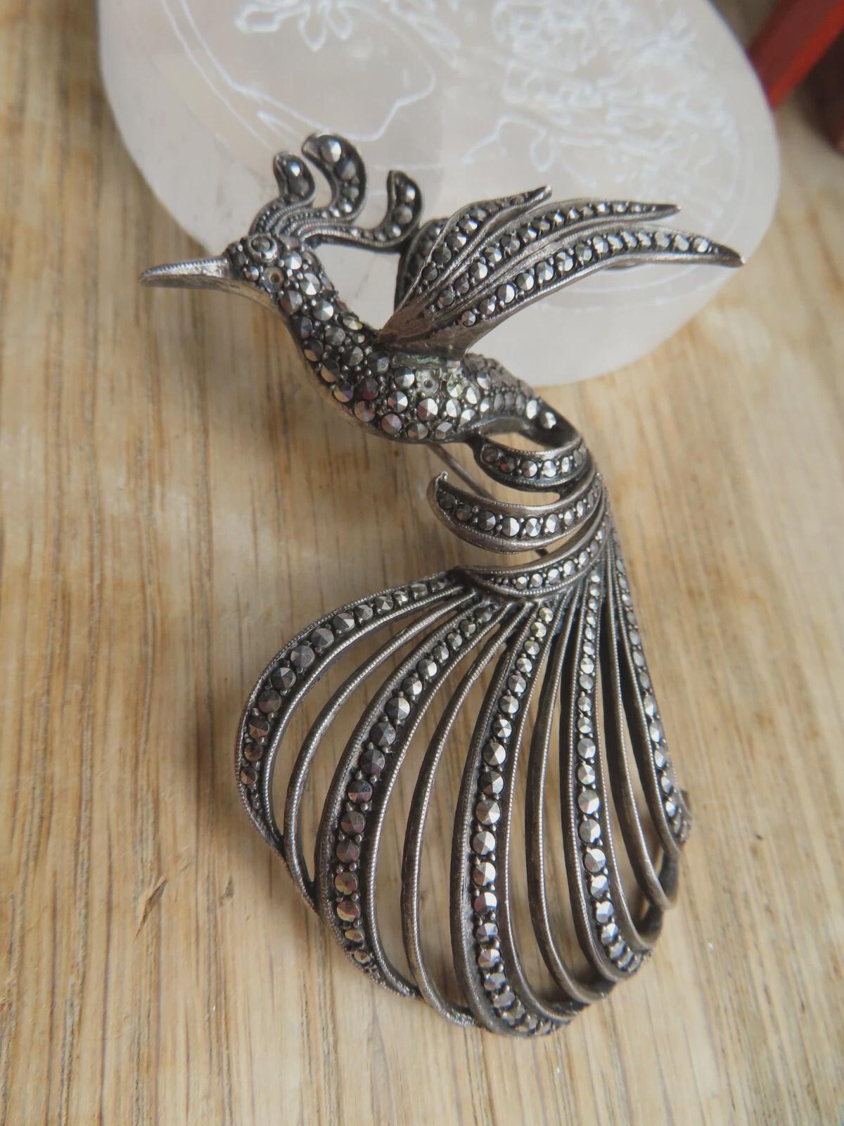 Broche Ancienne En Argent 935, Feuille Filigranée, 3,35g, 4,5x1,7cm - Neuf Sans Emballage