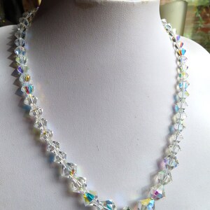 1950's Aurora Borealis single strand Bi cone Bead necklace - Sparkly