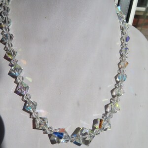 1950's Aurora Borealis single strand Bi cone Bead necklace - Sparkly