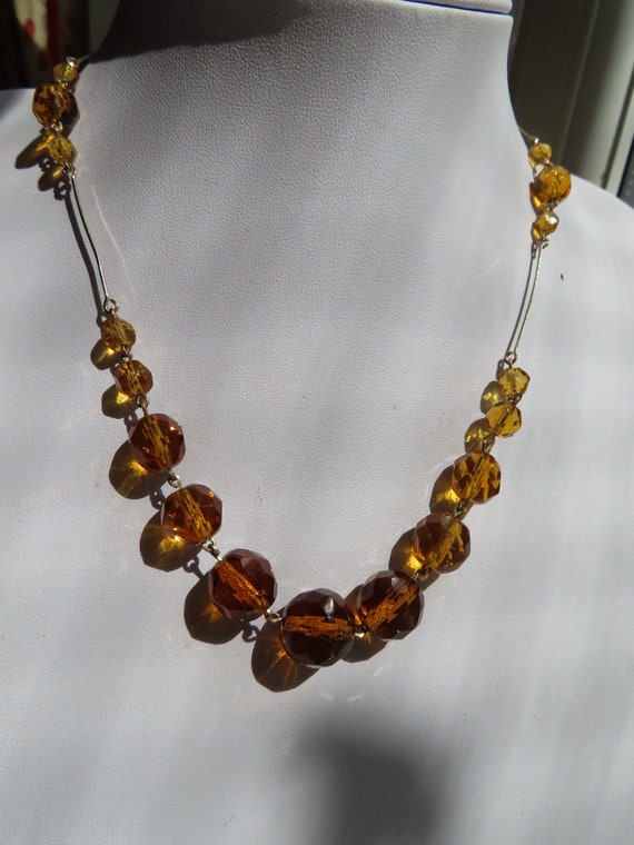 1930/40's Golden Yellow Glass Bead Necklace - image 1