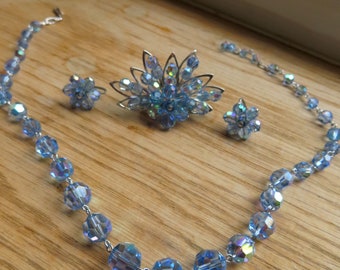 Belle Broche Vintage Paon Avec Cristaux Aurore Boréale - Années 50/60, Occasion