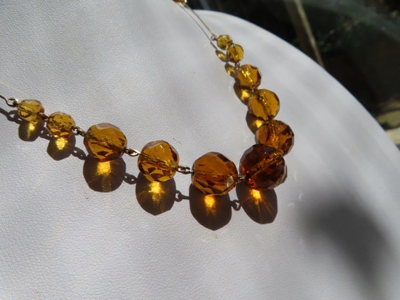 1930/40's Golden Yellow Glass Bead Necklace - image 2