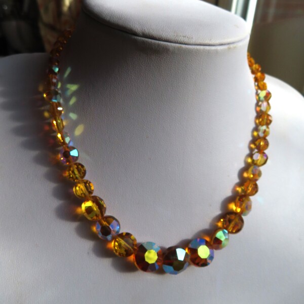 Collier Aurore Boréale à Facettes Vintage - Occasion - Pierre Fantaisie