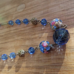 Vintage 1930 Deco  Venetian wedding cake and Foil Glass Bead Necklace