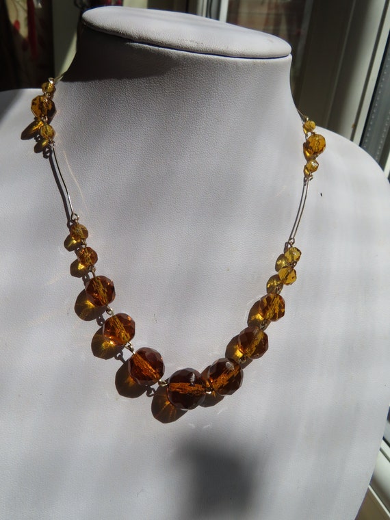 1930/40's Golden Yellow Glass Bead Necklace - image 5