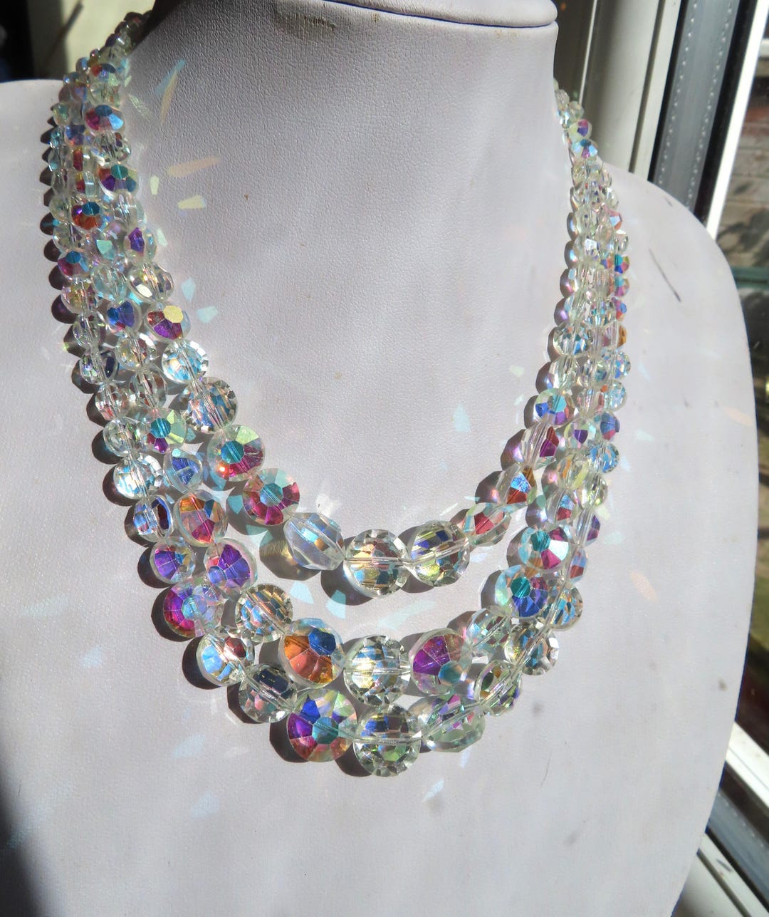 Catena Strass Aurora Boreale AB Crystal - Rotolo Da 9 Metri, Maglia Larga, Per Decorare Sandali, Vestiti, Bijoux Fai Da Te