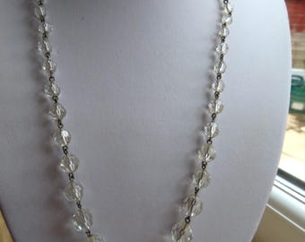 Vintage 1940/50&#39;s Clear Glass Bead Necklace