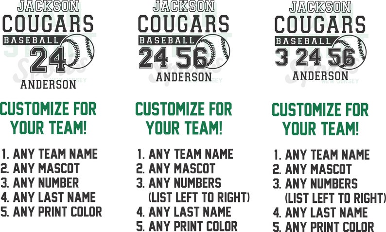 Puede incluir: Dise&ntilde;o de camiseta de b&eacute;isbol con el texto "Jackson Cougars", un gr&aacute;fico de b&eacute;isbol y el n&uacute;mero 24. Tambi&eacute;n se incluye el texto "&iexcl;Personaliza para tu equipo!", junto con opciones de personalizaci&oacute;n.