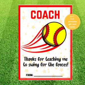 Softball Coach Gift Card Holder, Softball Gift Card, Softball Coach Thank You Card, Gift for Softball Coach, Softball Gift