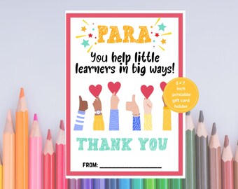 Para Gift Card Holder, Paraprofessional Gift Card, Holiday Gift for Para, Christmas gift for Teacher's Aide, Para Gift Card