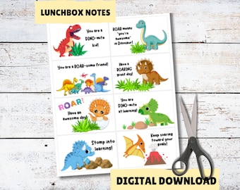 Dinosaur Lunchbox Notes, Dinosaur Themed Lunchbox Notes, Dinosaur Lunch Box Notes, Dinosaur Printable, Lunchbox Notes Dinosaur Theme