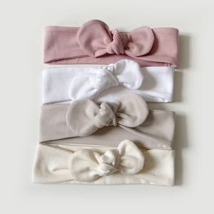 Choice of top knot headband, handmade twinning matching headwrap soft jersey baby toddler topknot bow image 2