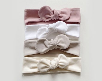 Choice of top knot headband, handmade twinning matching headwrap soft jersey baby toddler topknot bow