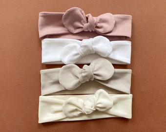 Choice of top knot headband, handmade twinning matching headwrap soft jersey baby toddler topknot bow